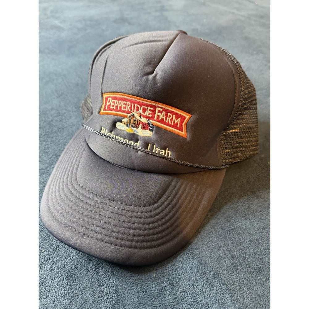 Vtg 80s Nissun Pepperidge Farm Navy Blue Trucker Hat SnapBack Cap